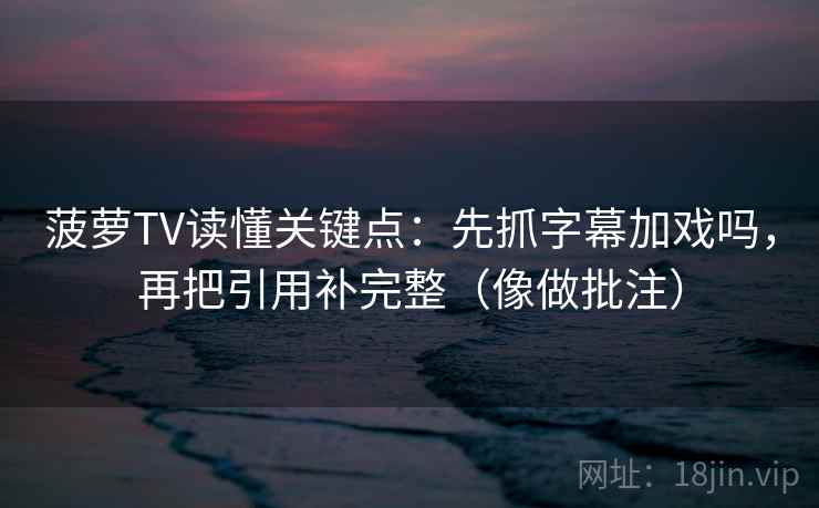 菠萝TV读懂关键点：先抓字幕加戏吗，再把引用补完整（像做批注）