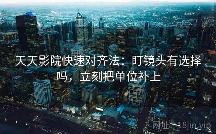 天天影院快速对齐法：盯镜头有选择吗，立刻把单位补上  第2张